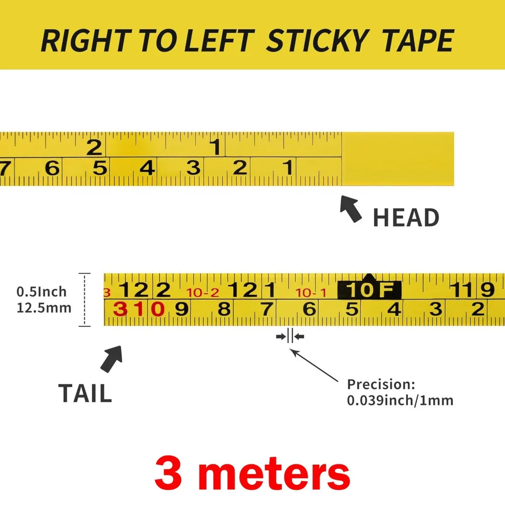 Self-Adhesive Steel Measuring Tape – Imperial & Metric, 1–5M