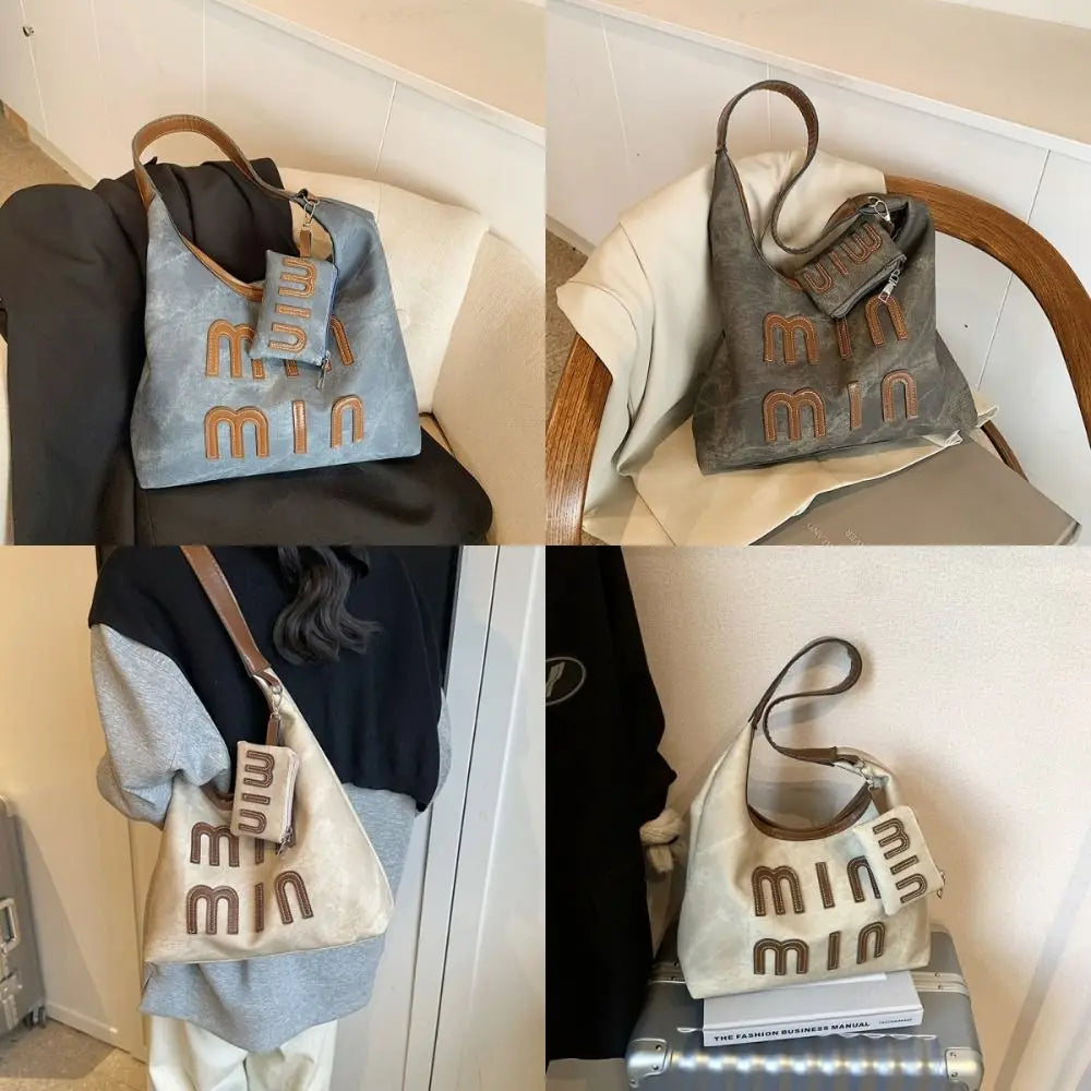 Women's PU Leather Shoulder Tote Bag with Coin Purse | Large