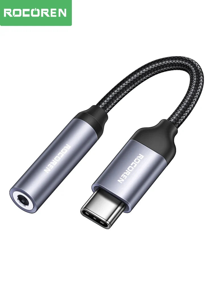 Rocoren USB-C to 3.5mm Audio Adapter – DAC AUX Headphone Cable