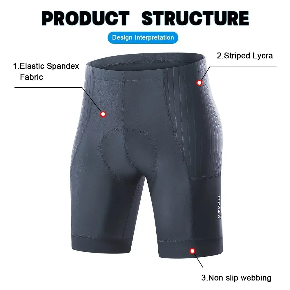 X-TIGER Men's Padded Cycling Shorts – MTB Road Bike Lycra