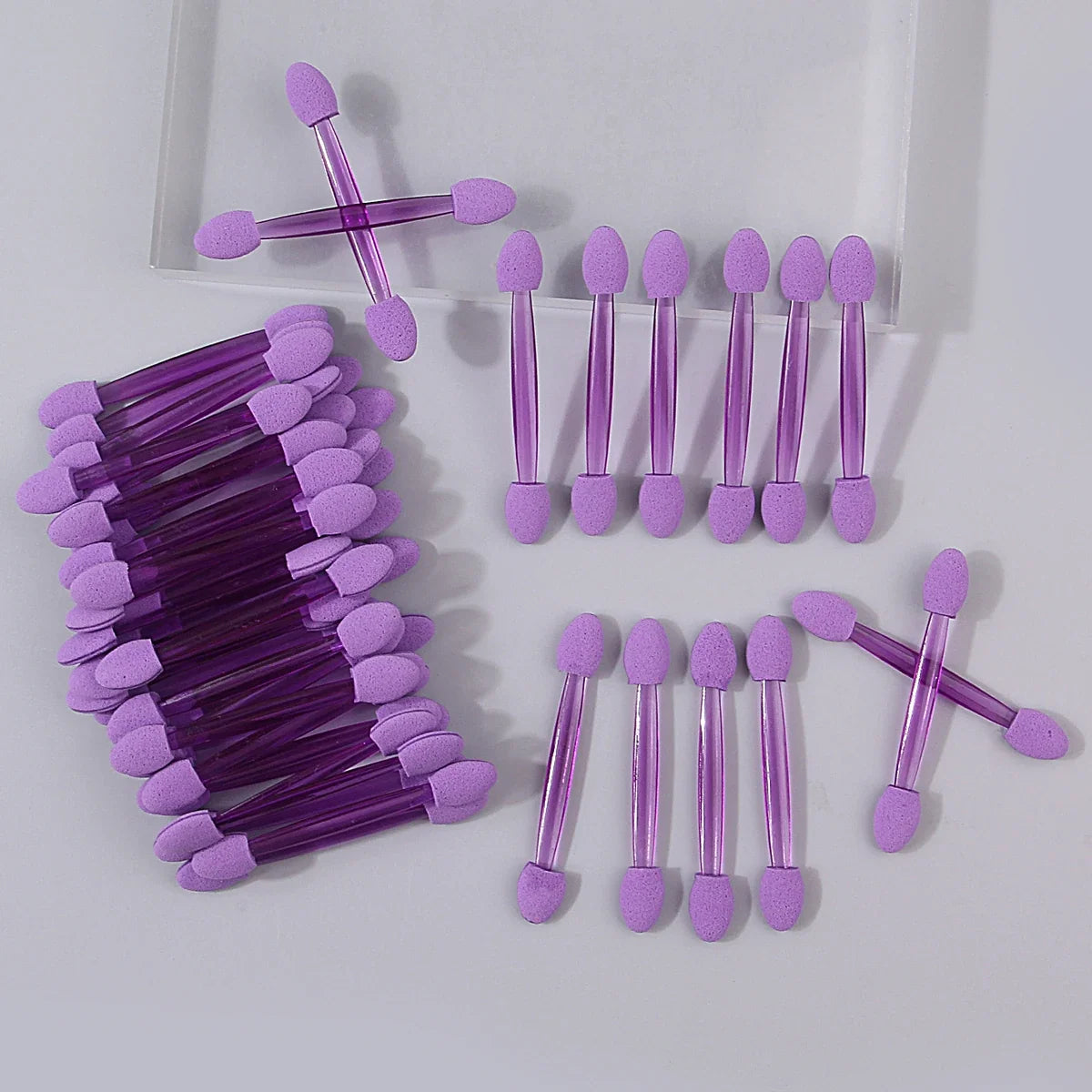 50pcs Double-Headed Sponge Eyeshadow Applicator Sticks | Reusable