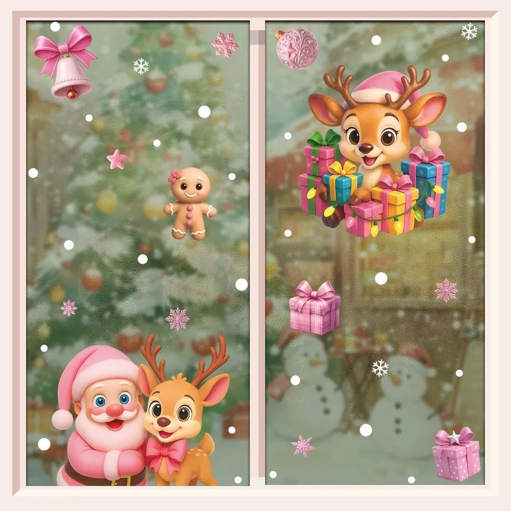 Waterproof PVC Christmas Window Stickers – Santa & Snowflake