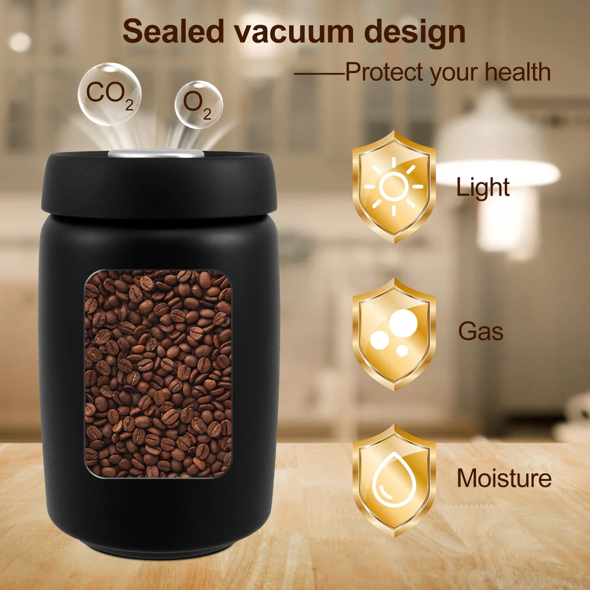 Vacuum Coffee Canister – Airtight 304 Stainless Steel Storage