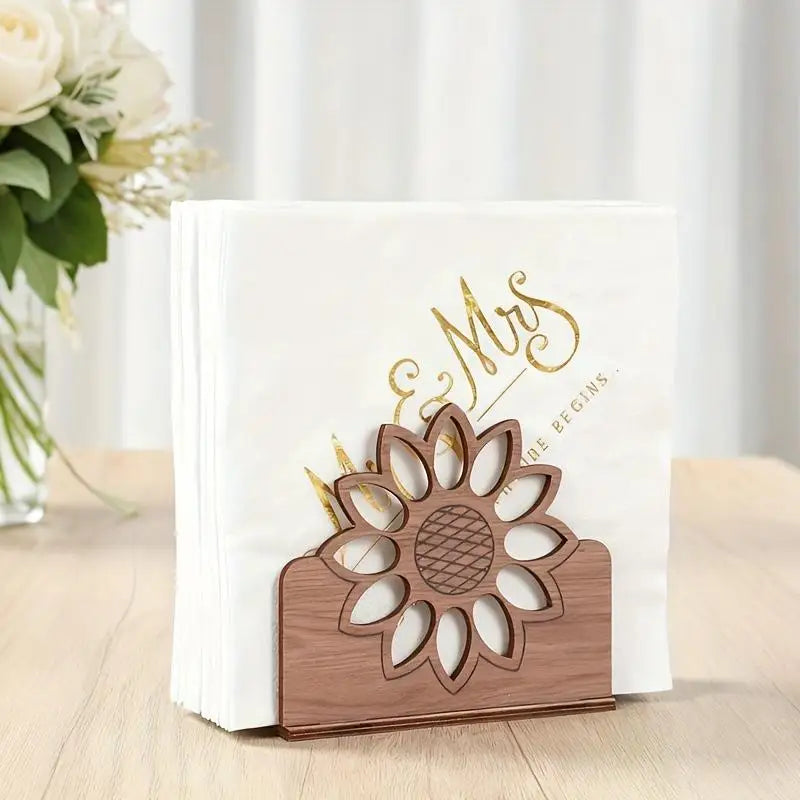Wooden Sunflower Napkin Holder – Farmhouse Table Decor