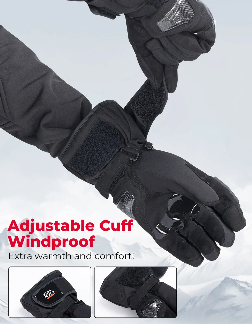 KEMIMOTO Winter Motorcycle Gloves – Waterproof Touchscreen