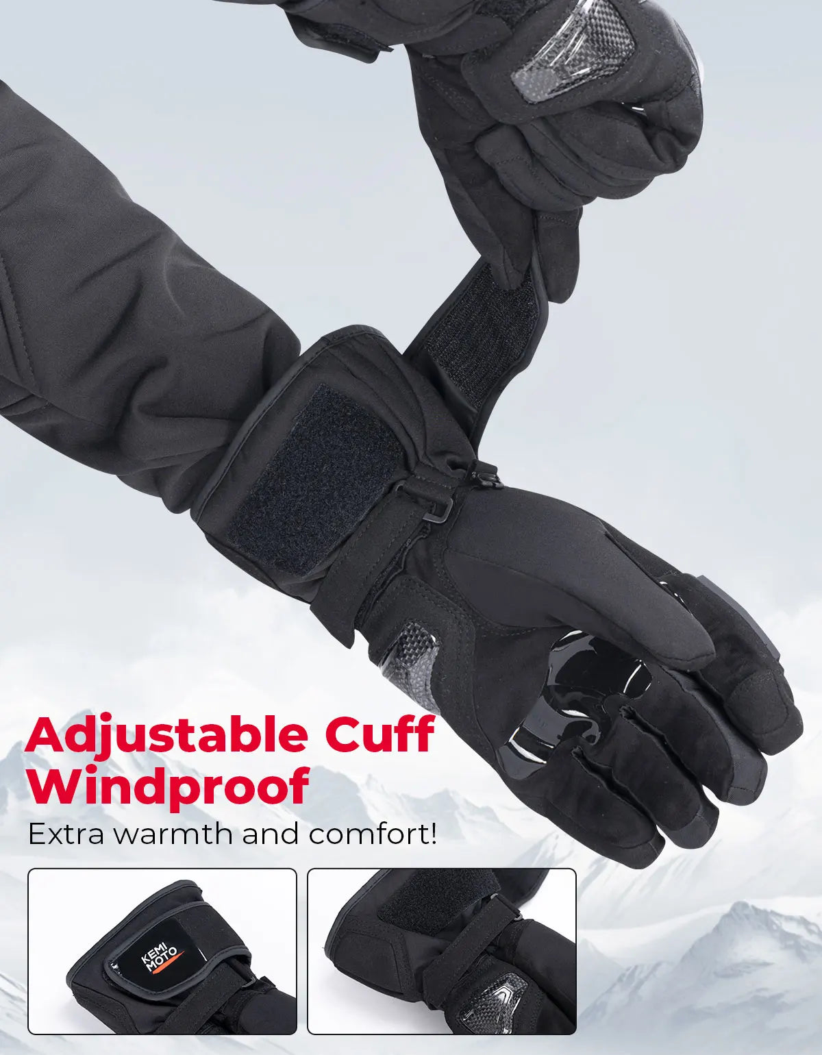 KEMIMOTO Winter Motorcycle Gloves – Waterproof Touchscreen
