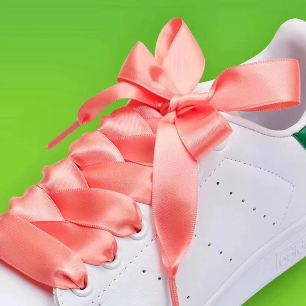 Satin Silk Flat Shoelaces – Smooth Double-Sided DIY Shoe Laces