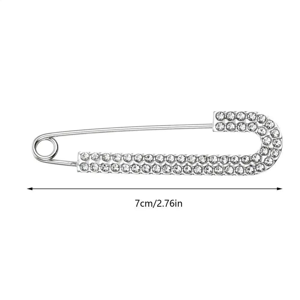 Silver Rhinestone Safety Pin Brooch – Decorative Clothing Pin