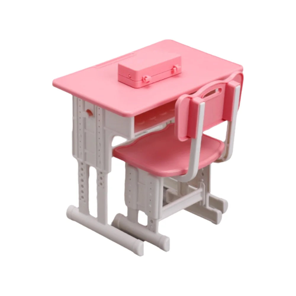 Miniature Dollhouse School Desk Chair & Pencil Box Resin Set