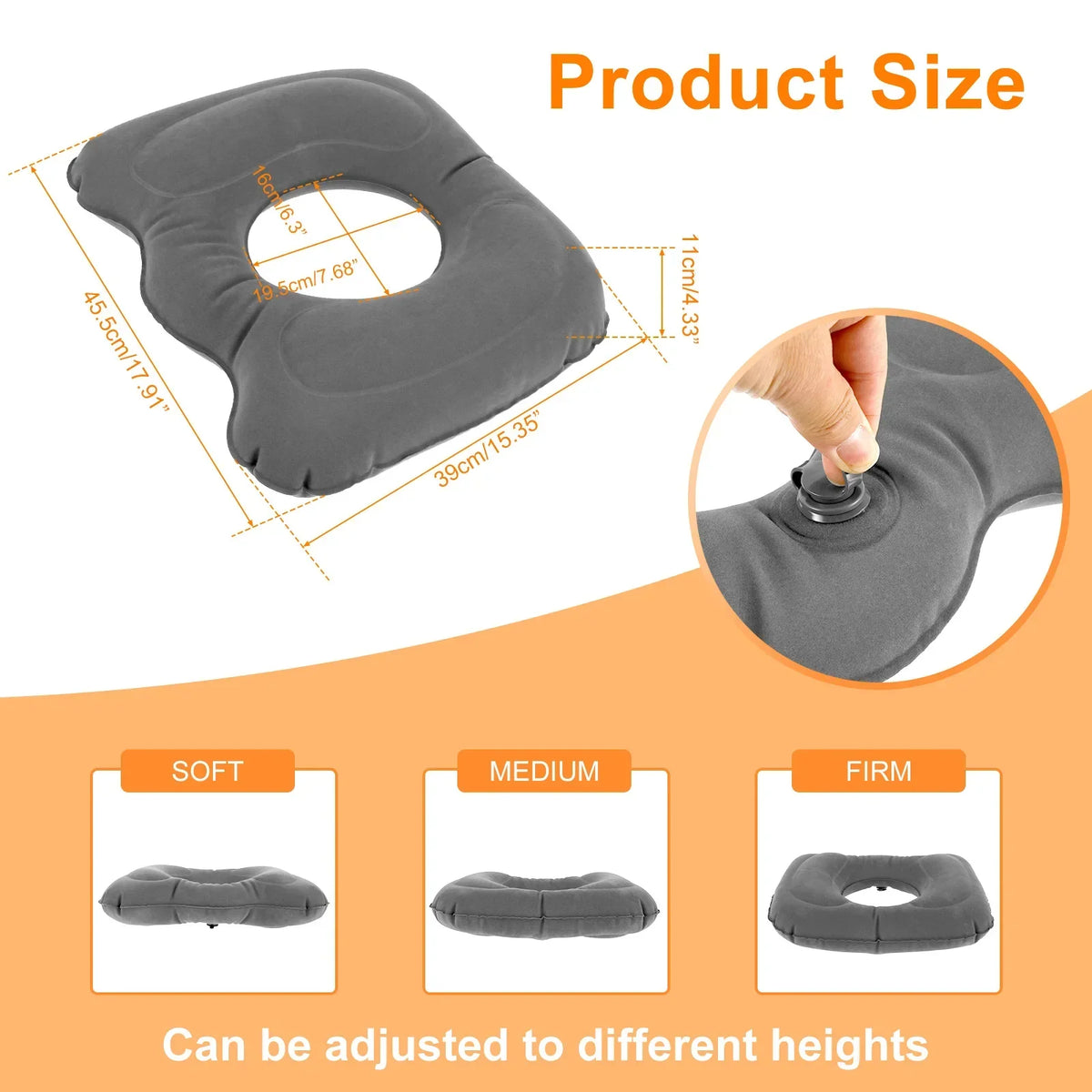 Inflatable Donut Seat Cushion – Adjustable Ergonomic Chair Pad