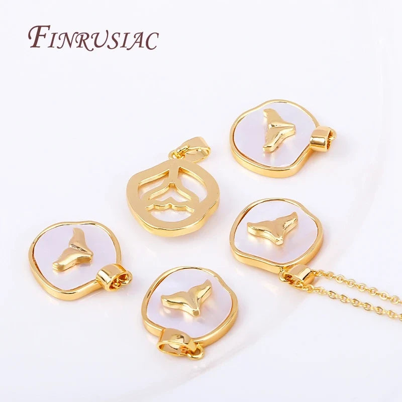 Natural Shell Fishtail Gold-Plated Pendant Charm – DIY Jewelry
