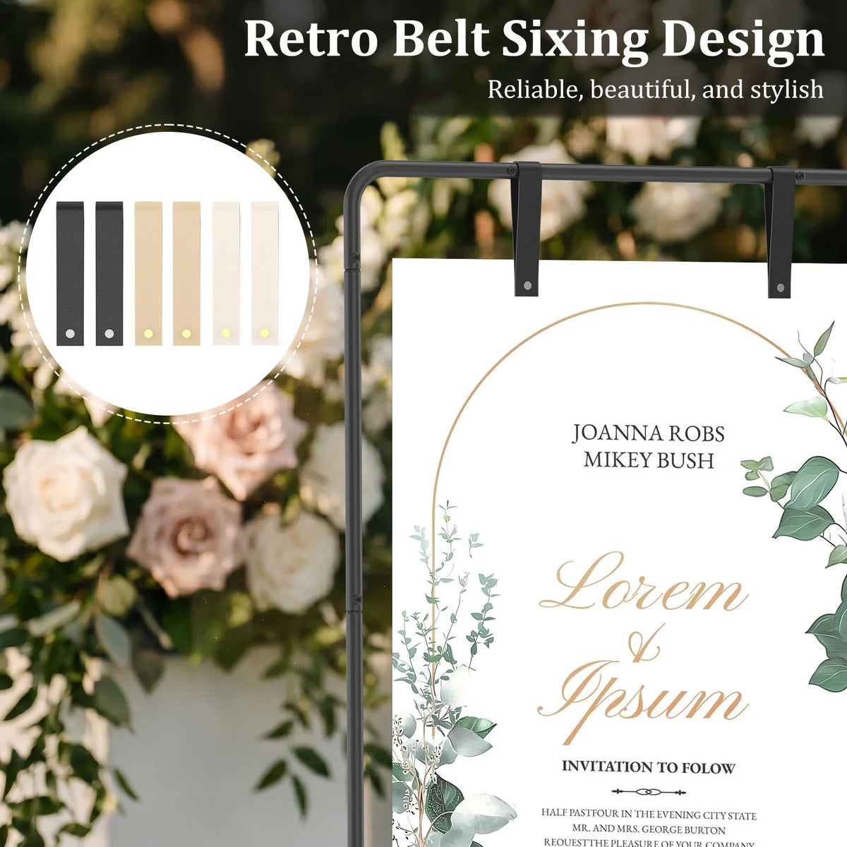 Adjustable Wedding Sign Stand Easel with Leather Straps