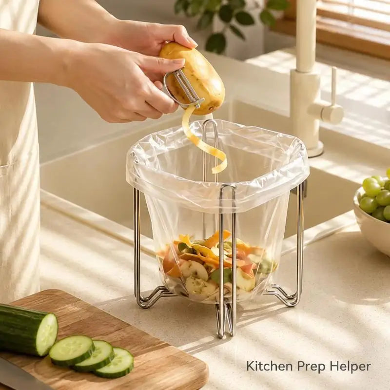 304 Stainless Steel Trash Bag Holder for Kitchen Sink