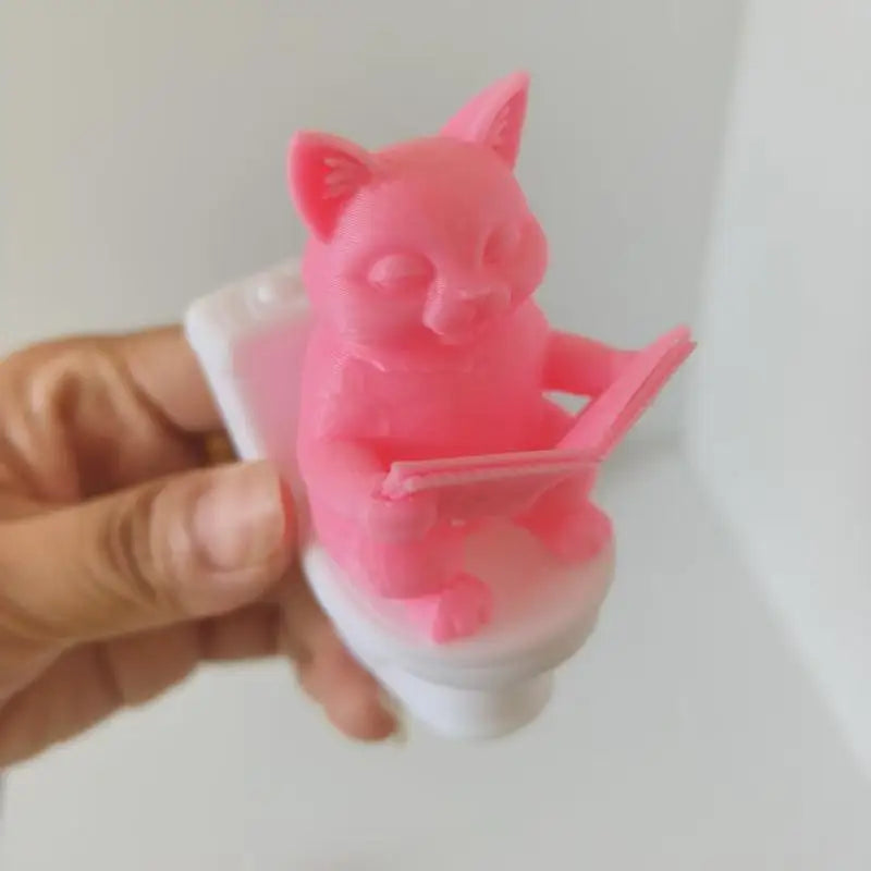 3D Printed Cartoon Pig on Toilet Figurine | Cute Desk Decor