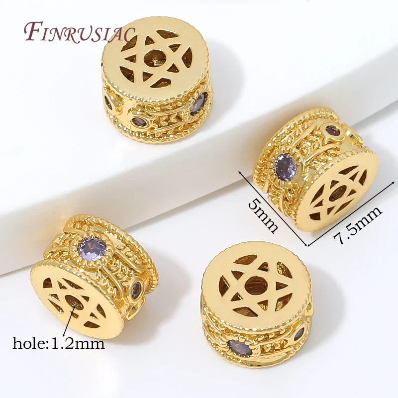 18K Gold Plated Zircon Spacer Beads | DIY Jewelry Making