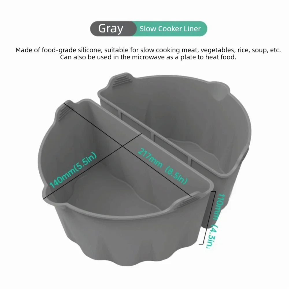 Silicone Slow Cooker Liner Reusable Divider Insert with Handle