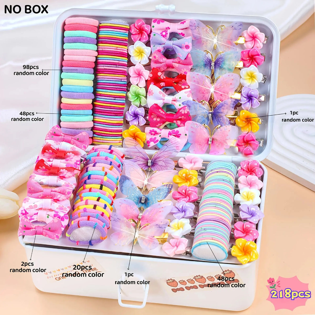 218pcs Flower Hair Accessories Set – Girls Hair Bands & Clips