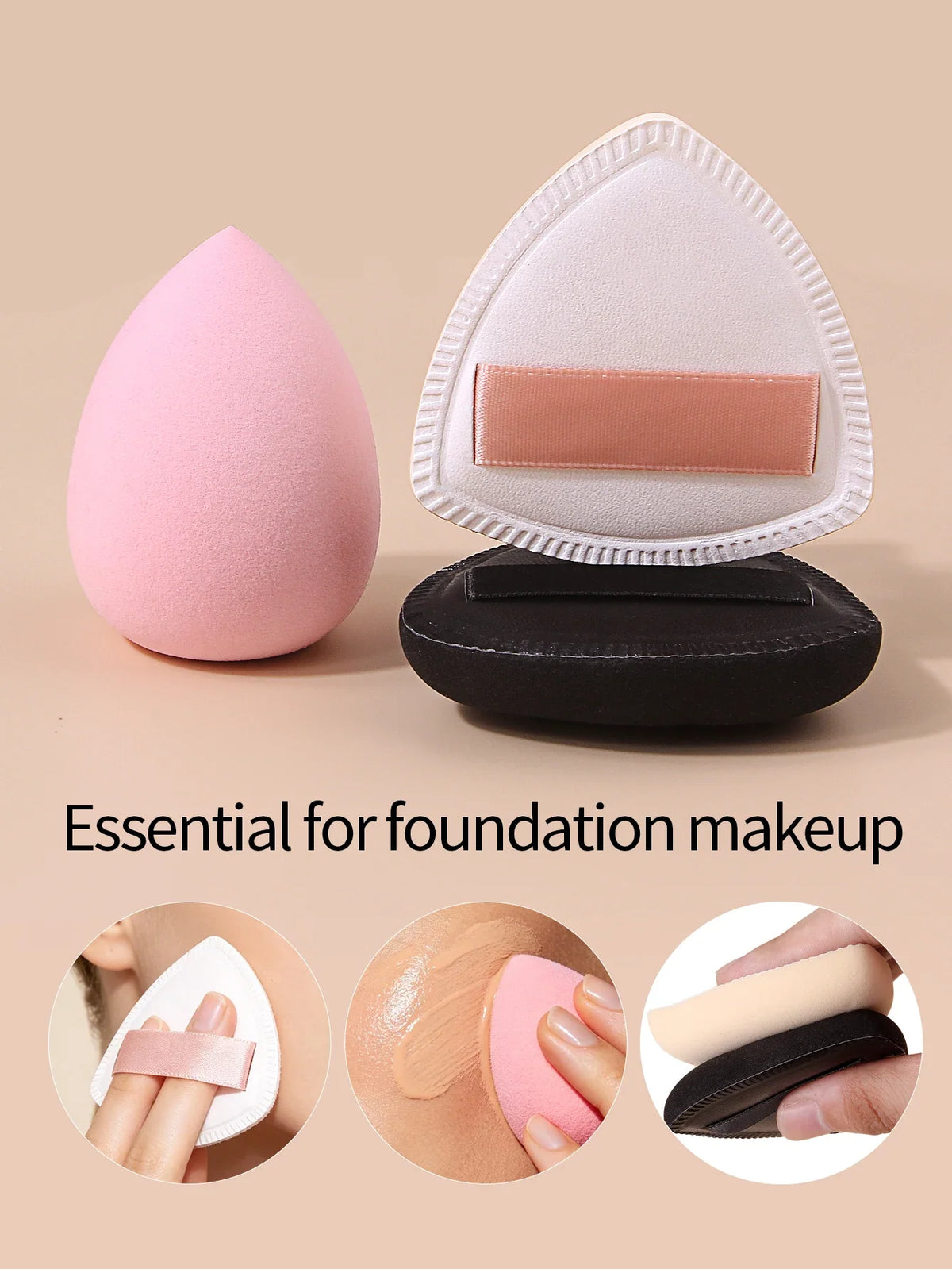 3PCS Triangle Makeup Sponge Puff Set for Foundation & Powder