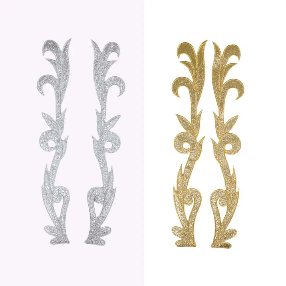 2-Piece Baroque Embroidery Applique Patch – Gold & Silver Sequin