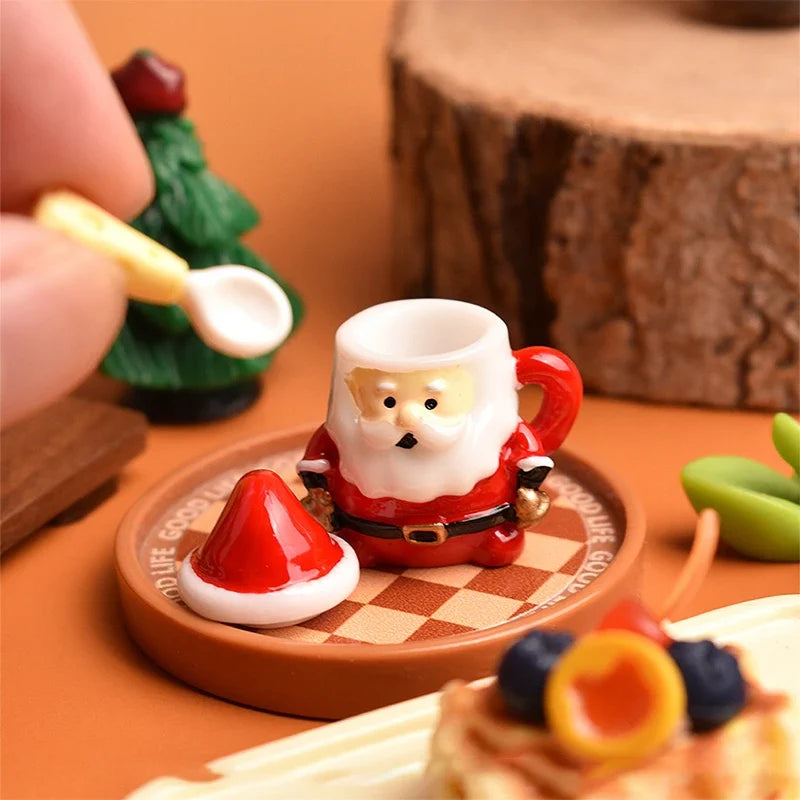 Mini Santa Claus Teacup Resin Christmas Miniature Decoration