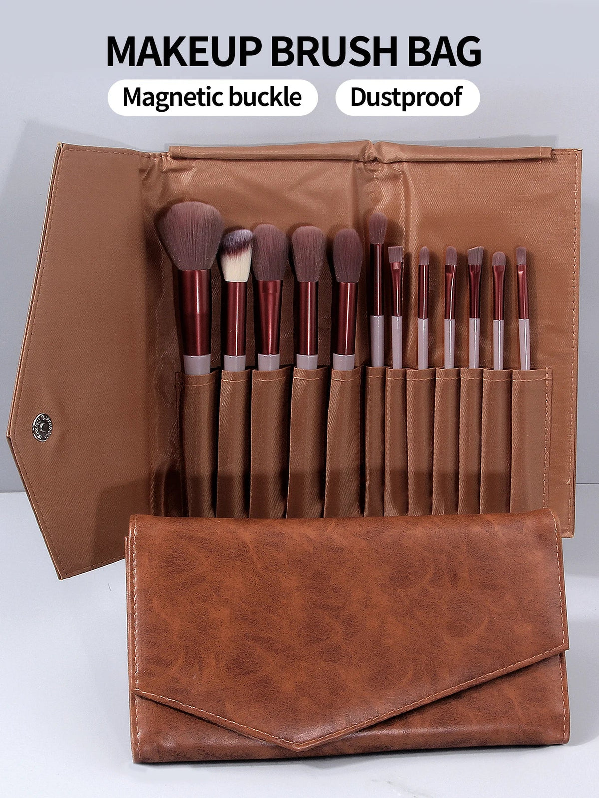 Luxury Envelope PU Makeup Brush Bag – Travel Magnetic Organizer