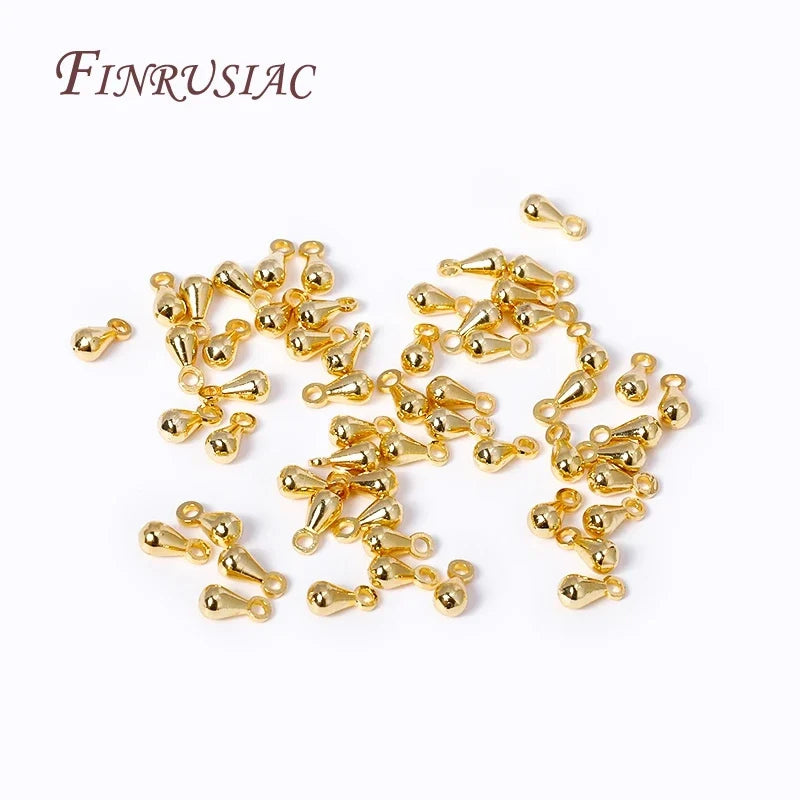 18K Gold Plated Water Drop Pendant End Beads | DIY Jewelry
