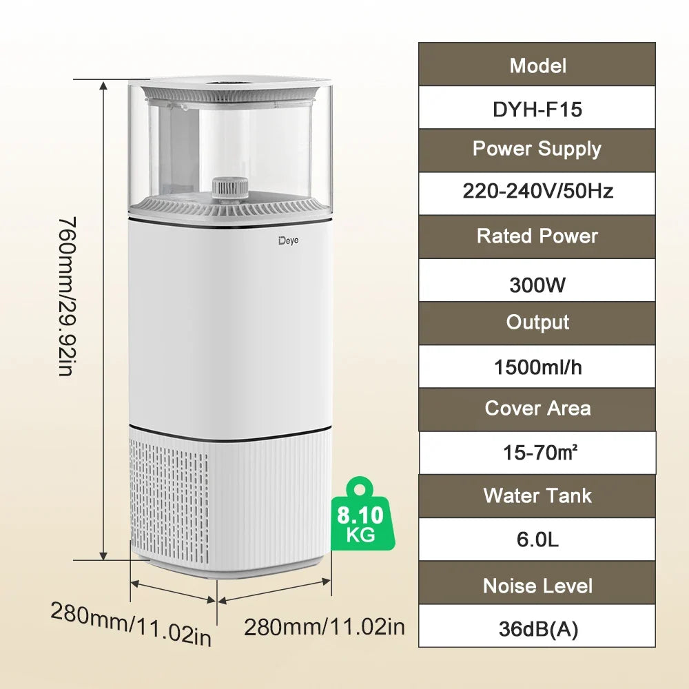 Portable Evaporative Humidifier – Night Light, Timer & App Control