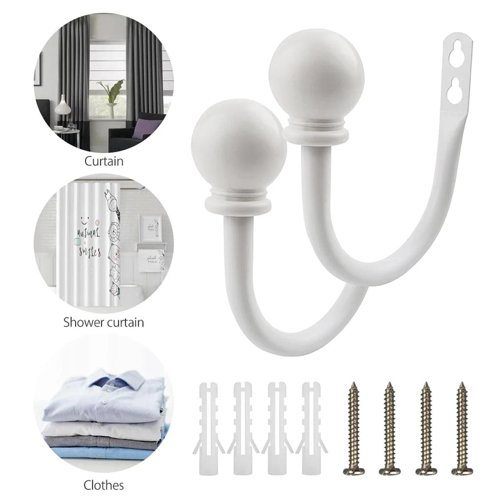 2Pcs Metal Curtain Holdbacks U-Shape Wall Tie Back Hooks