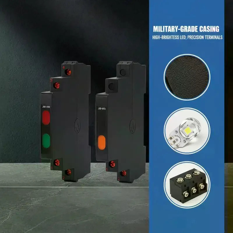 JD9 DIN Rail Indicator Light 24V–220V AC/DC Dual Color Signal