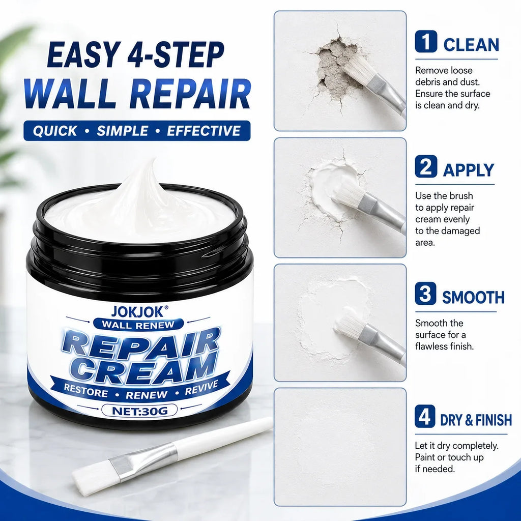 Universal White Wall Repair Putty – Quick-Drying Crack Filler