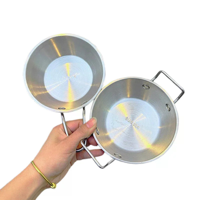 Korean Stainless Steel Rice Wine Bowl & Snack Plate