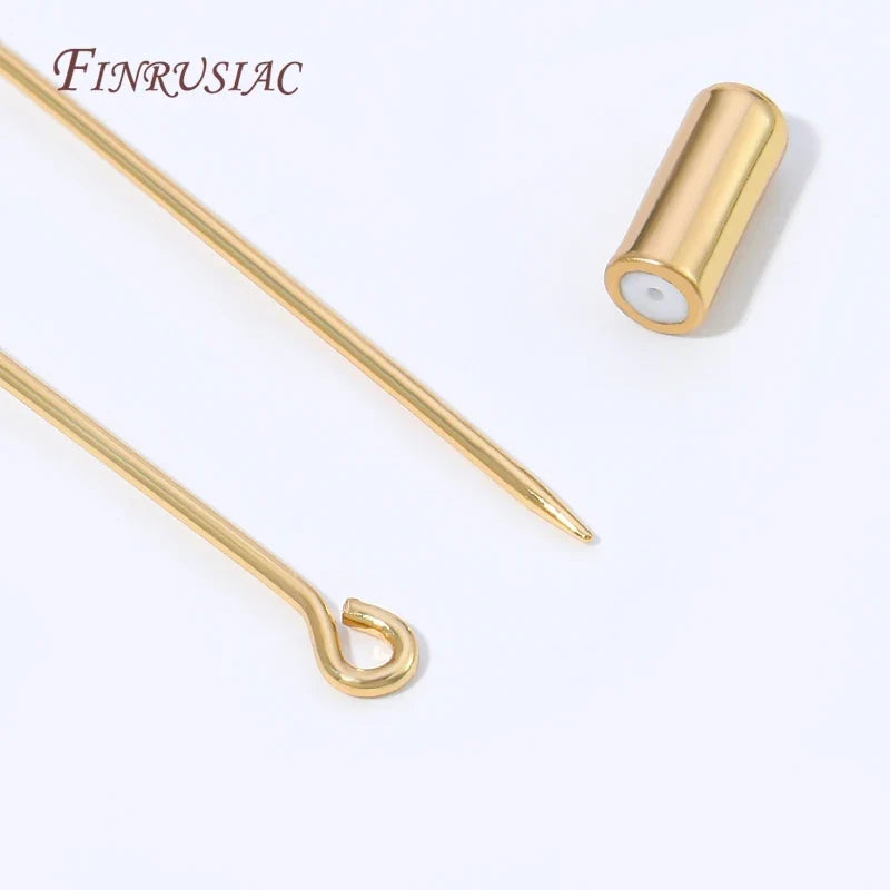 18K Gold Plated 70mm Brooch Pin Stem with Cap | DIY Jewelry
