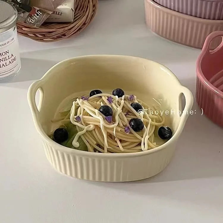 Ceramic Air Fryer Baking Bowl – Heat-Resistant Square Dish