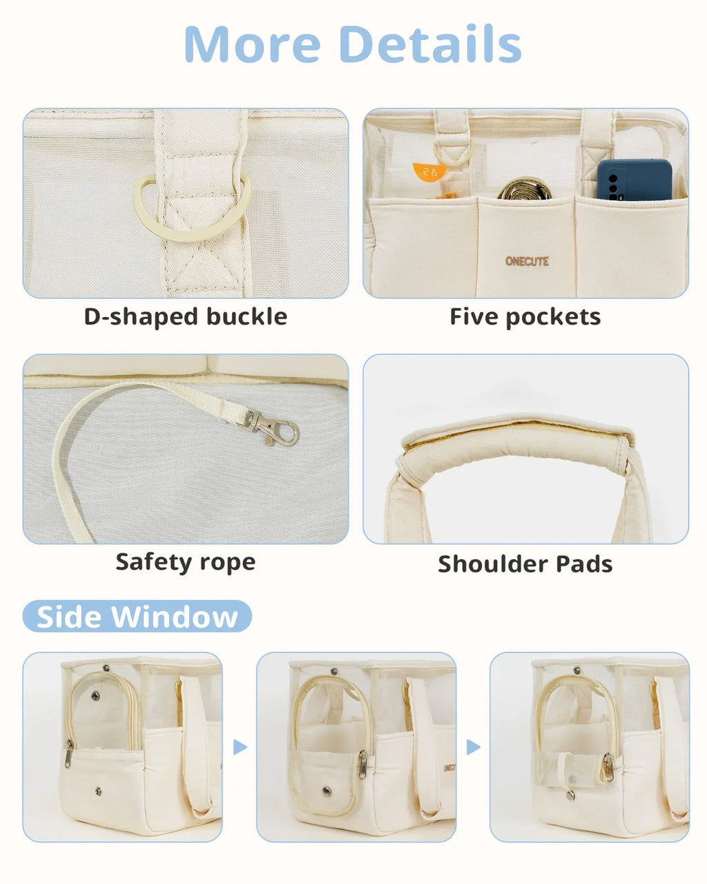 Breathable Cotton Pet Carrier Bag for Cats & Small Dogs