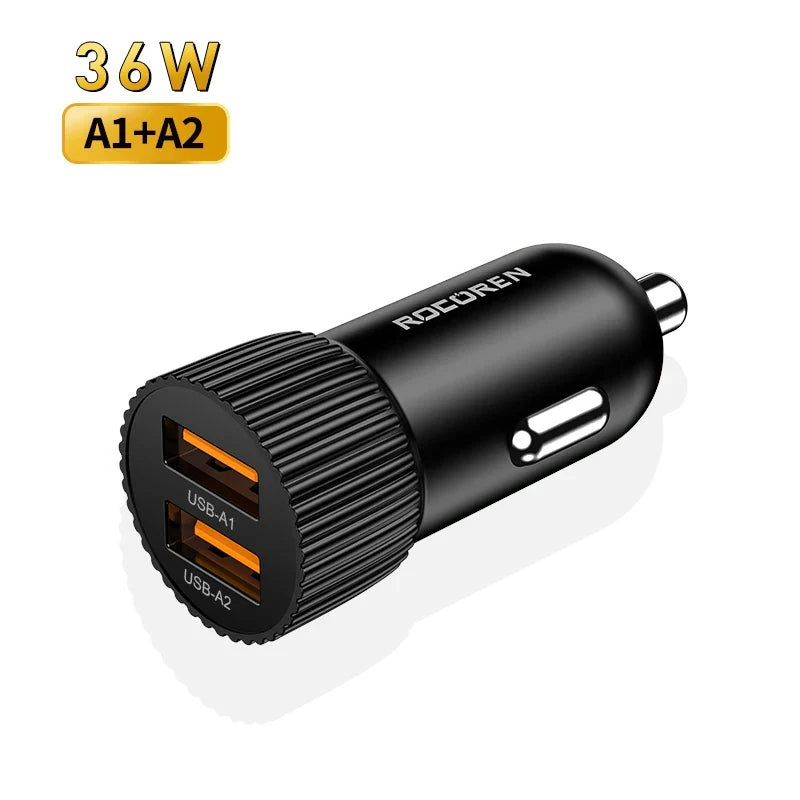 Rocoren 36W USB-C PD & QC 3.0 Dual-Port Car Charger