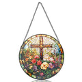 Stained Glass Cross Suncatcher 9.84" – Window Hanging Decor