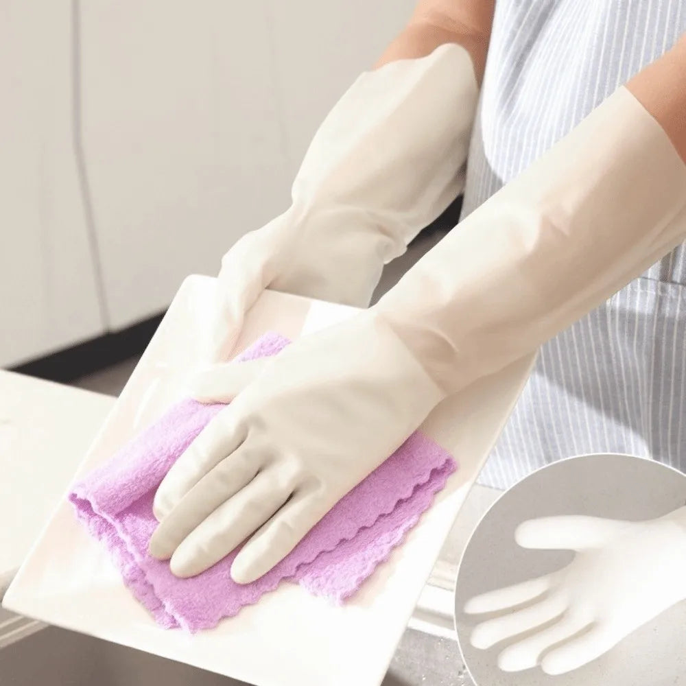 Thickened Latex Kitchen Cleaning Gloves – Waterproof Dishwashing