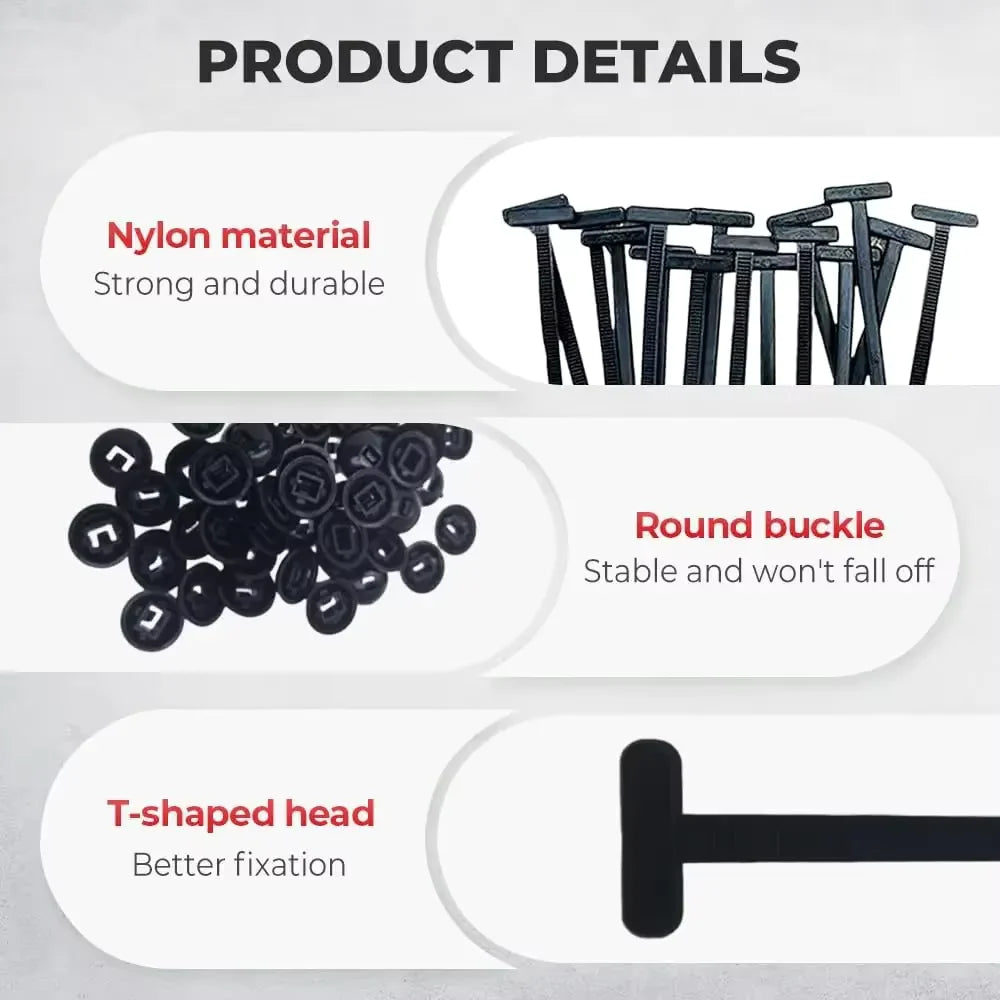 Heavy Duty UV Resistant Nylon Zip Ties with Pin Fasteners 50-300PCS
