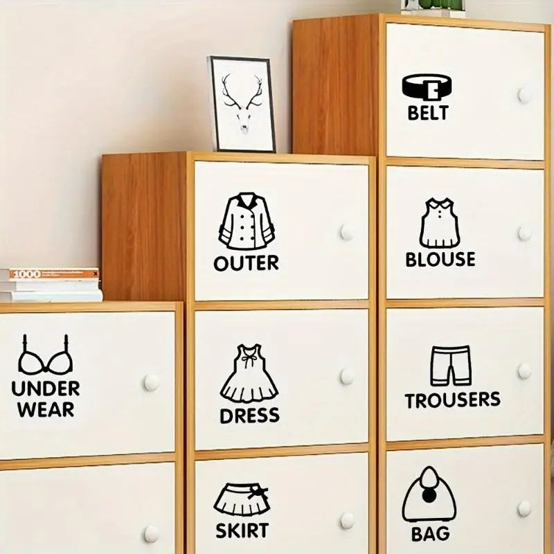 PVC Wardrobe Clothing Classification Label Stickers