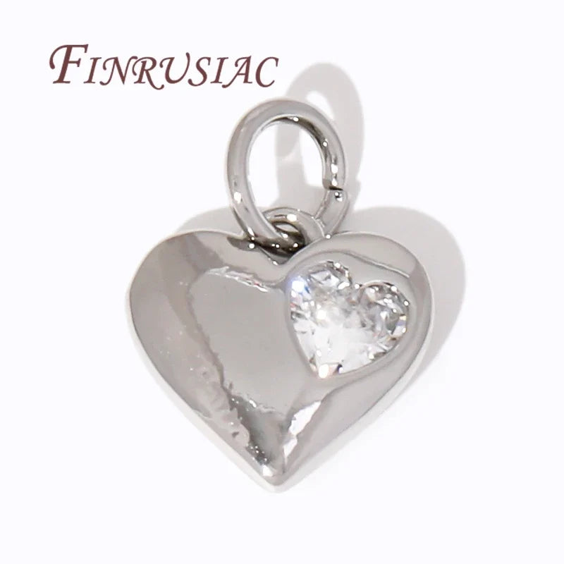18K Gold Plated Zircon Heart Charms – DIY Jewelry Pendants