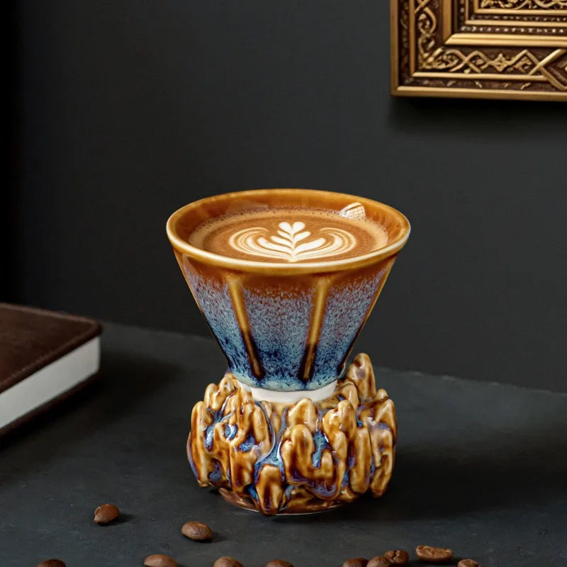 Kiln-Glazed Ceramic Espresso Cup & Saucer | 110ml Italian Style