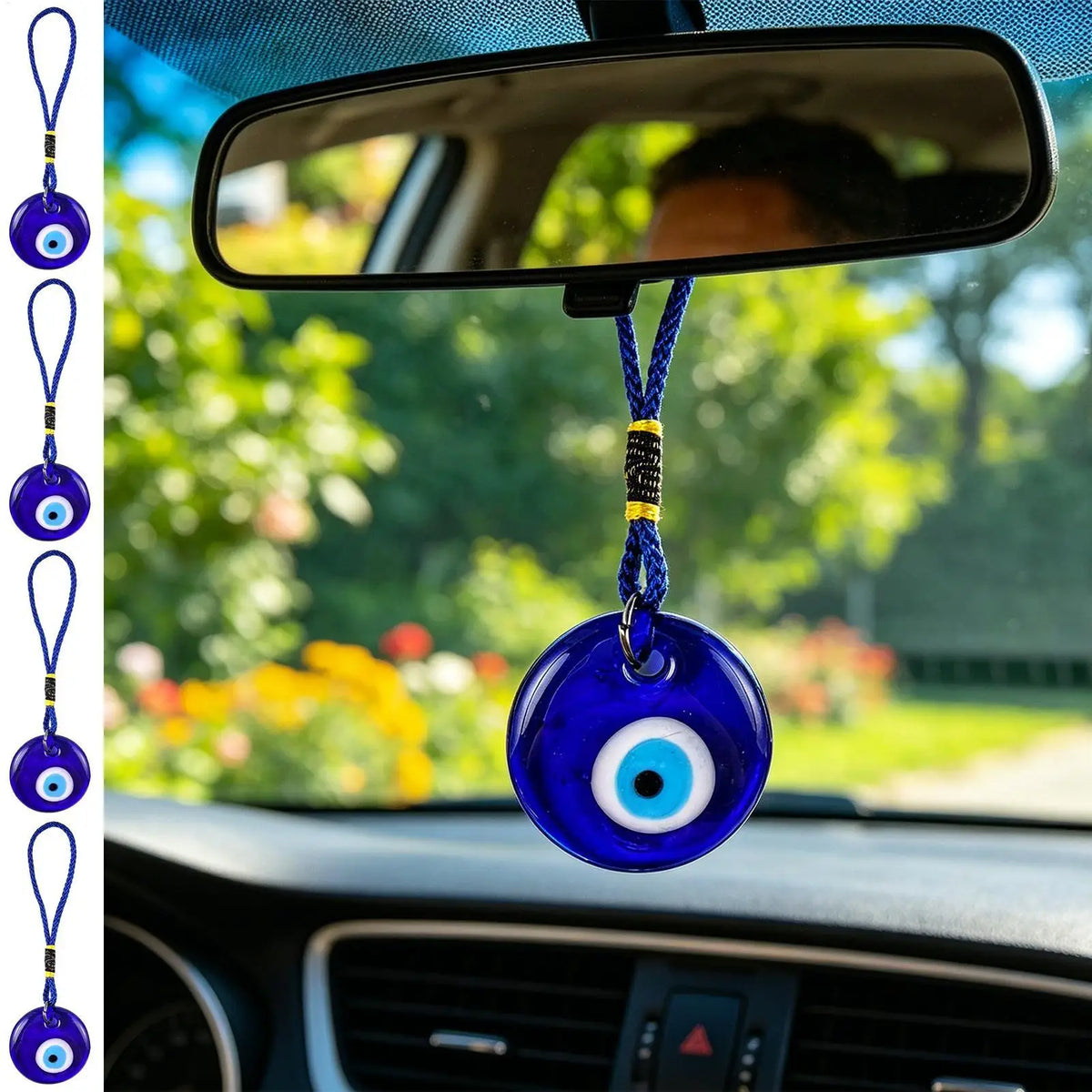 4-Pack Evil Eye Glass Pendant Charm – Home Car & Wall Decor