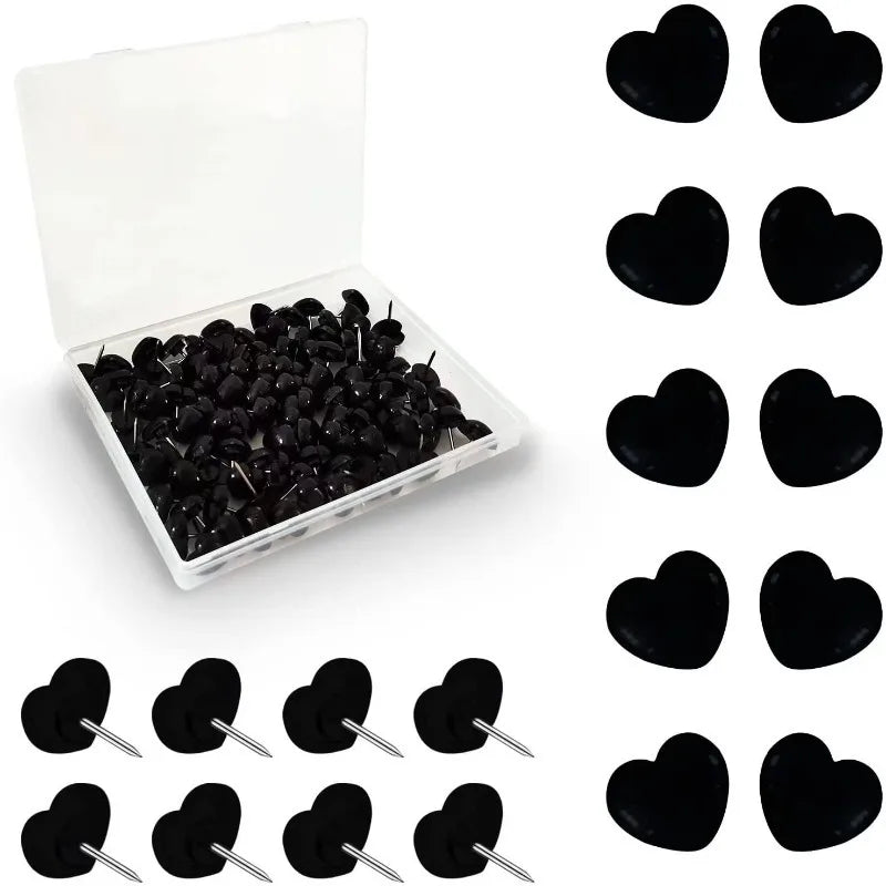 50pcs Heart Shape Push Pins – Cork Board & Photo Wall Thumbtacks