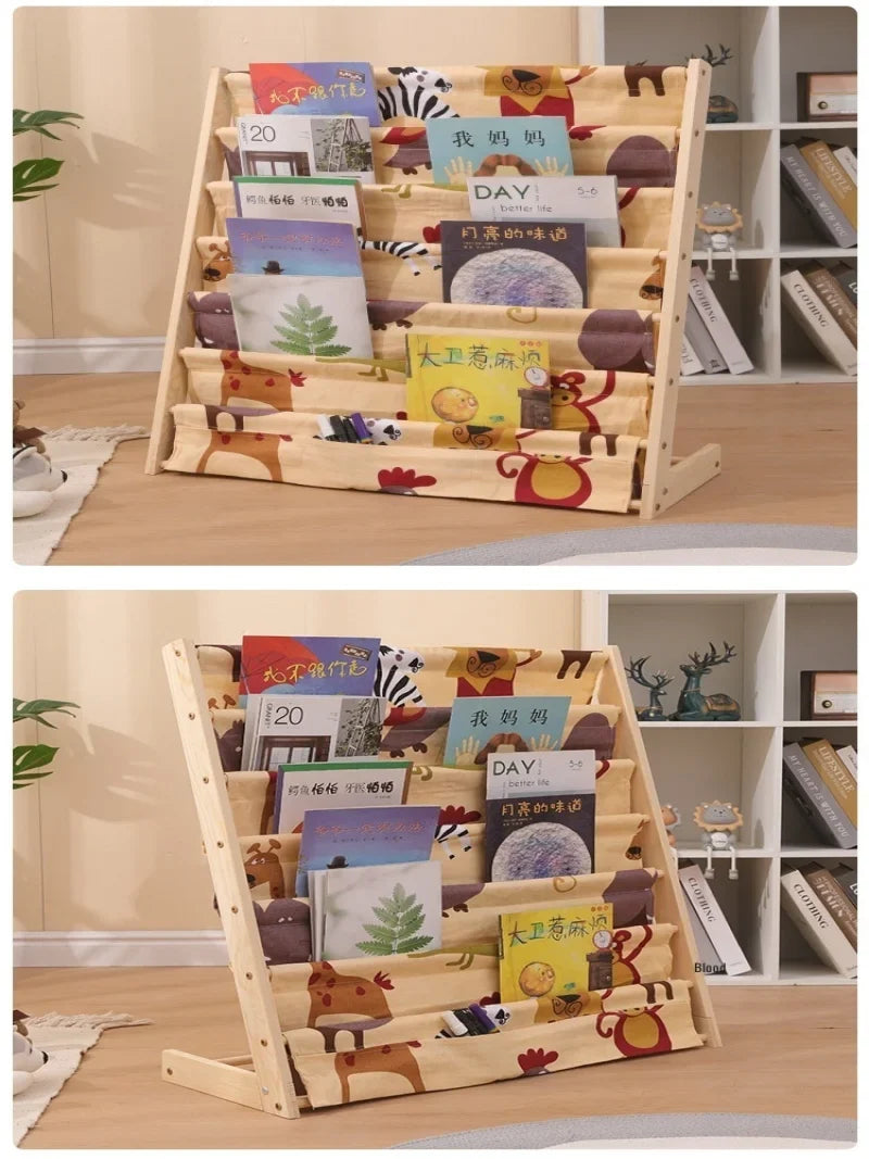 Solid Wood Floor-to-Ceiling Bookshelf – Kids Multi-Layer Rack