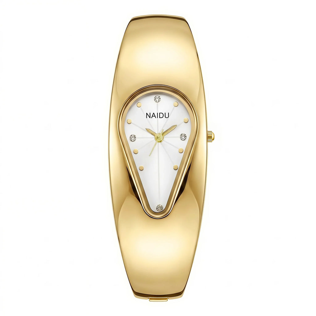 Naidu Women's Gold Bracelet Quartz Watch – Elegant Bangle Style