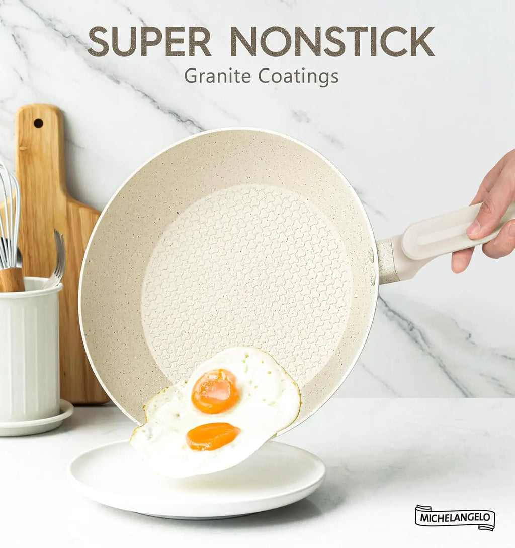 MICHELANGELO 30cm Granite Non-Stick Frying Pan with Lid