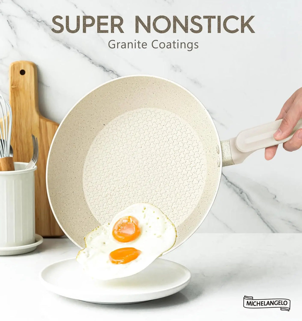 MICHELANGELO 30cm Granite Non-Stick Frying Pan with Lid