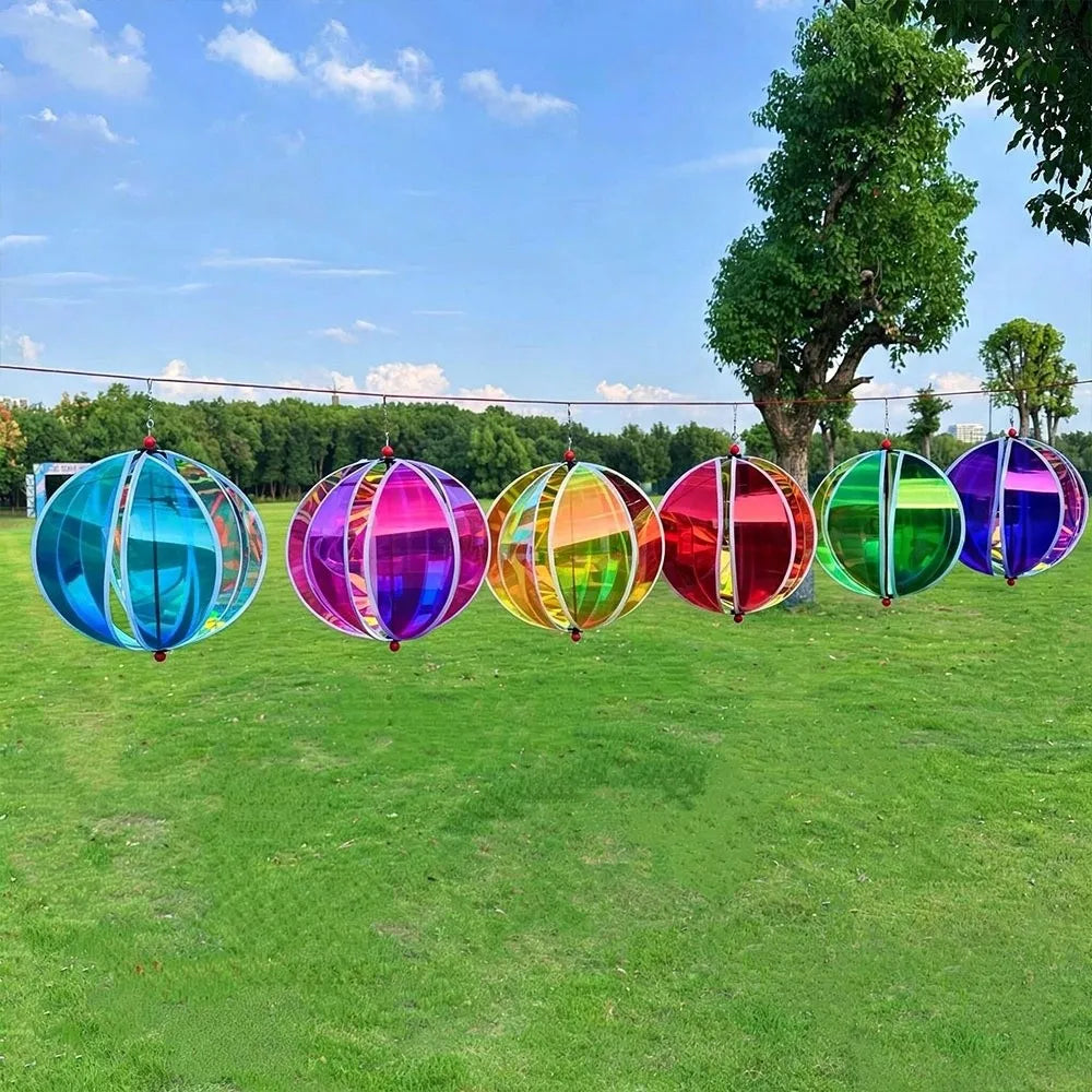 Rainbow Hot Air Balloon Wind Spinner – Colorful Garden Decor