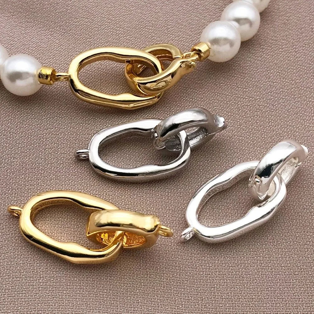 3pcs Gold & Silver Plated Copper Oval Jewelry Connector Clasps
