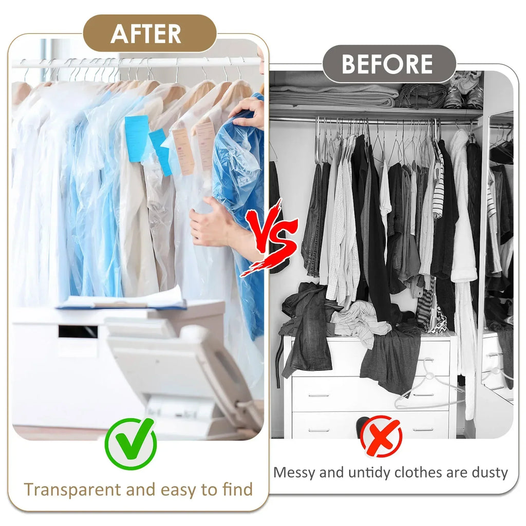 Clear Plastic Garment Bags 10–60 Pcs | Dustproof Clothes Covers